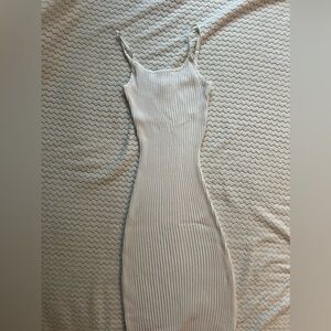 H&M ribbed bodycon midi dress in white